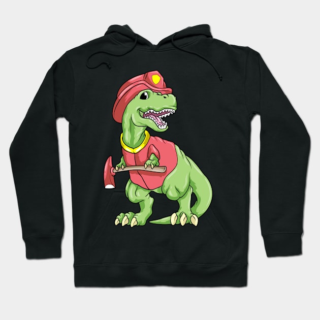 Cool dinosaur as a firefighter with an axe Hoodie by Markus Schnabel